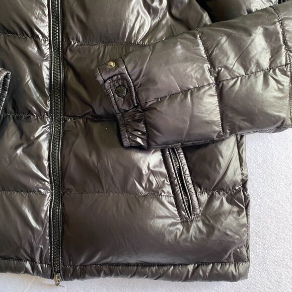 Moncler Maya Puffer Jacket Men's 5 Black Shiny Glossy Down Coat - Picture 4 of 16